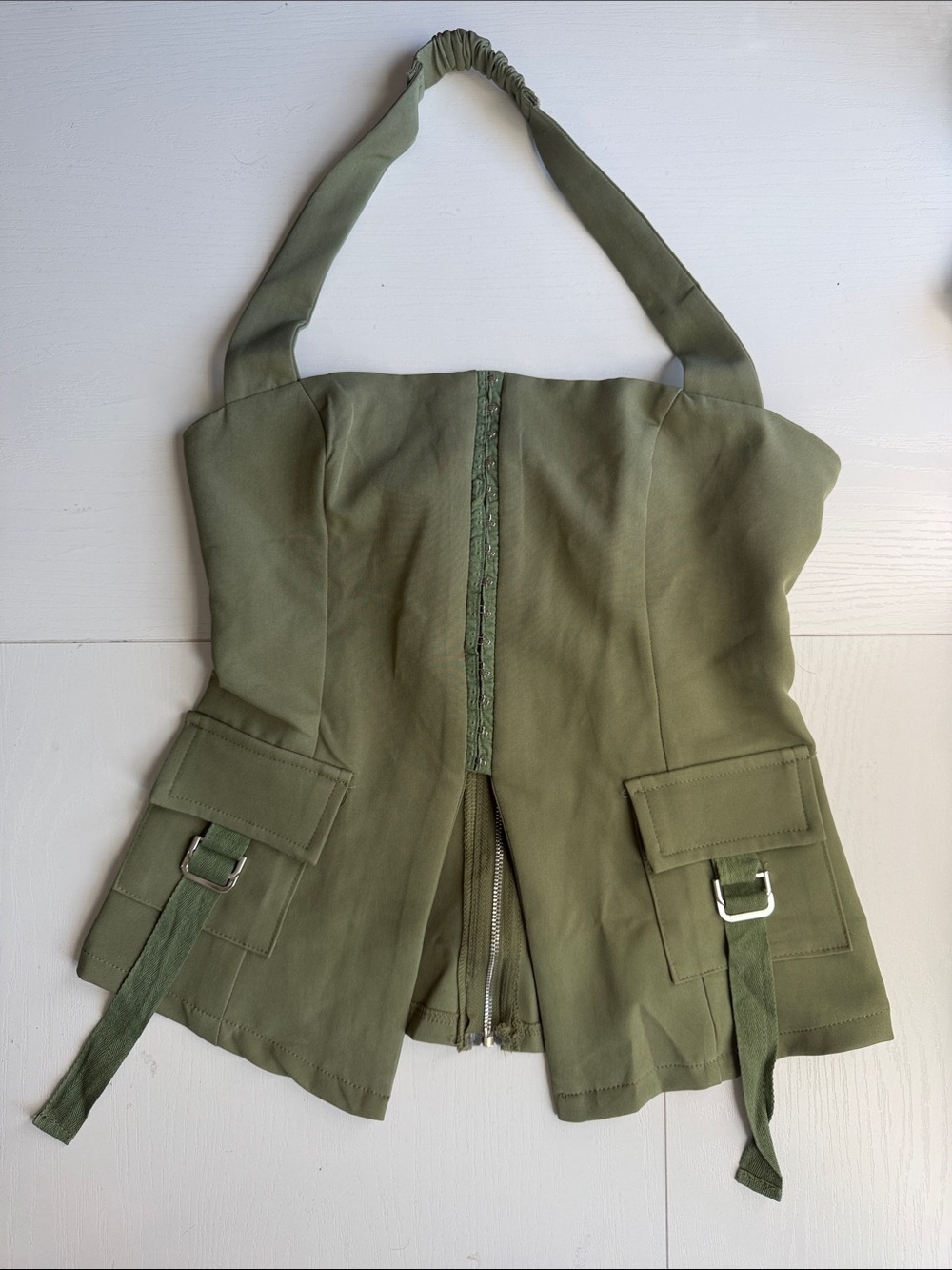 Hello Molly Khaki Green Utility Bustier Top